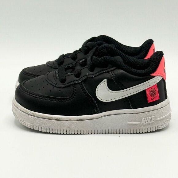 Nike Force 1 WorldWide TD Sneaker CN8541-001 Black/White/Flash Crimson - Toddler - Picture 5 of 9